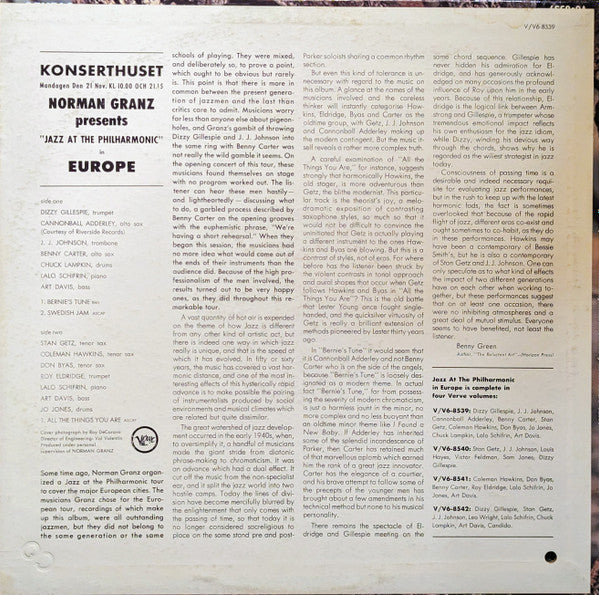 Various : Jazz At The Philharmonic In Europe (LP, Album, Mono, MGM)