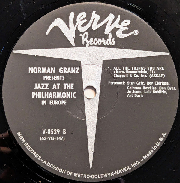 Various : Jazz At The Philharmonic In Europe (LP, Album, Mono, MGM)