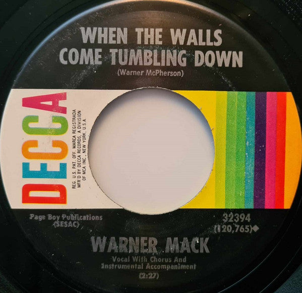 Warner Mack : Don't Wake Me I'm Dreaming / When The Walls Come Tumbling Down (7", Single)