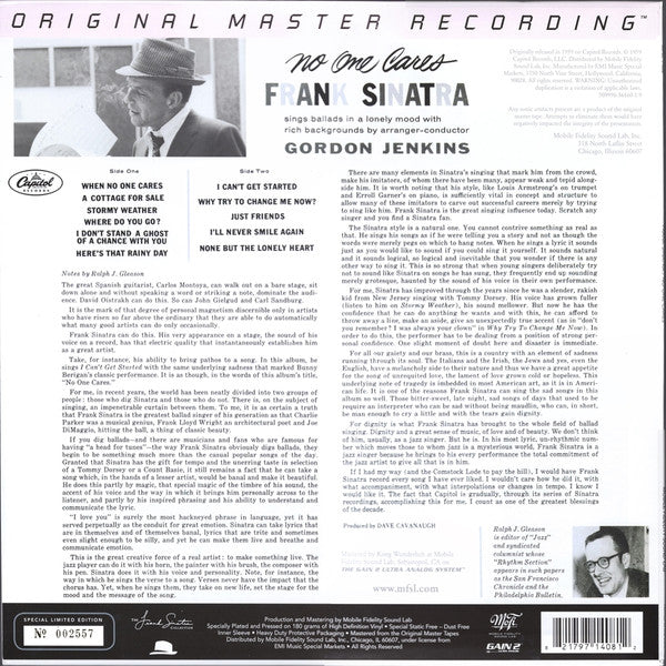 Frank Sinatra : No One Cares (LP, Album, Ltd, Num, RM, 180)
