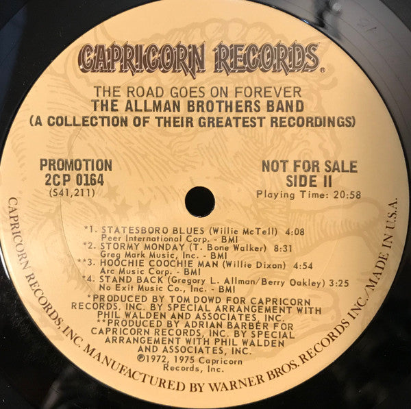 The Allman Brothers Band : The Road Goes On Forever (2xLP, Comp, Promo)