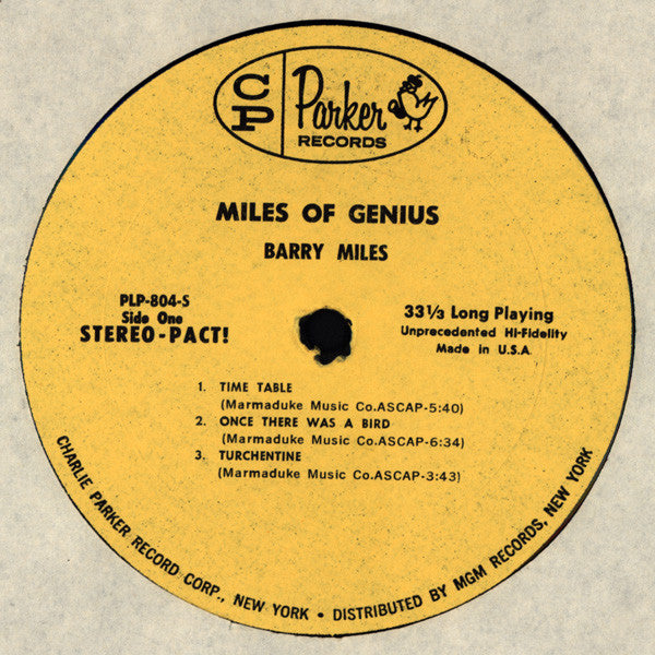 Barry Miles : Miles Of Genius (LP, Album, RE)