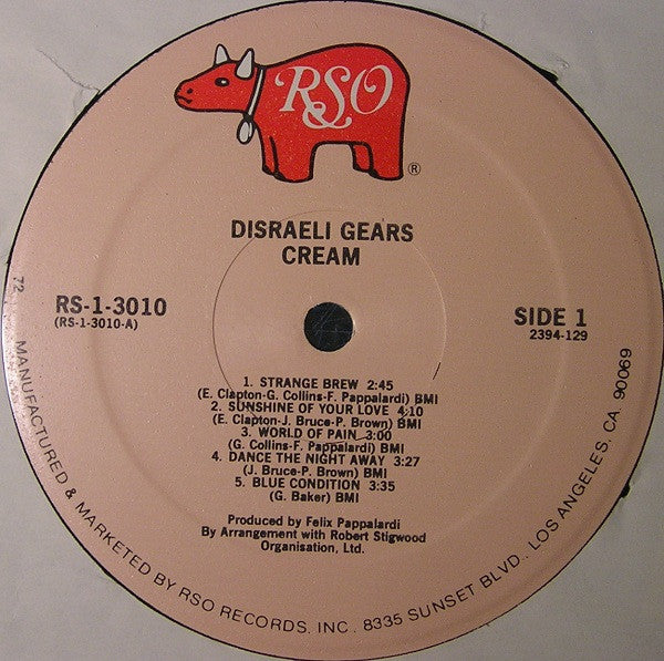 Cream (2) : Disraeli Gears (LP, Album, RE, 72 )