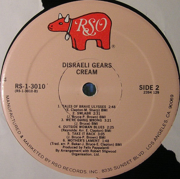Cream (2) : Disraeli Gears (LP, Album, RE, 72 )