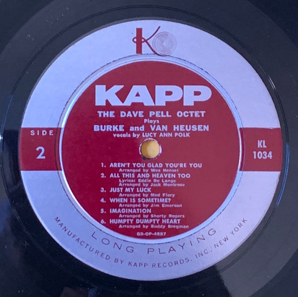 The Dave Pell Octet* With Lucy Ann Polk : The Dave Pell Octet Plays Burke & Van Heusen (LP, Album, Mono)