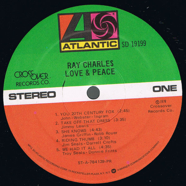 Ray Charles : Love & Peace (LP, Album, PR)