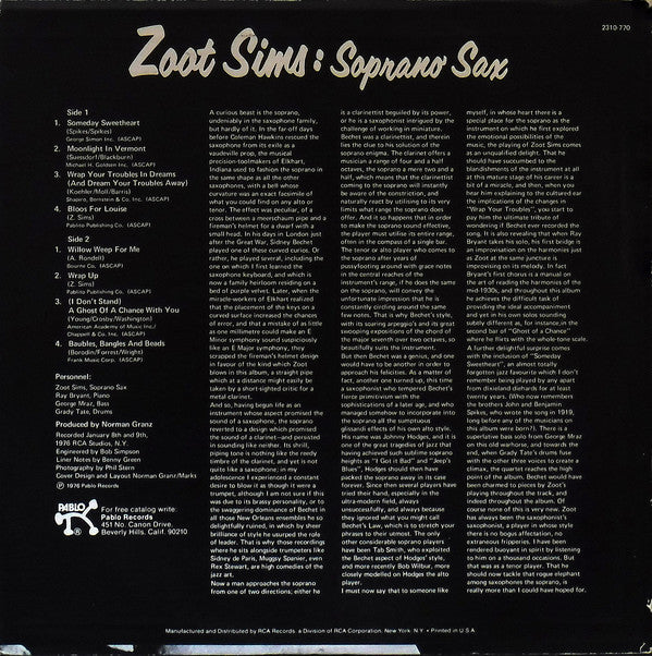Zoot Sims : Soprano Sax (LP, Album)