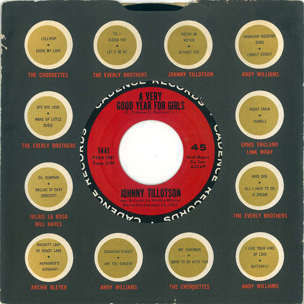 Johnny Tillotson : A Very Good Year For Girls / Funny How Time Slips Away (7", Single)