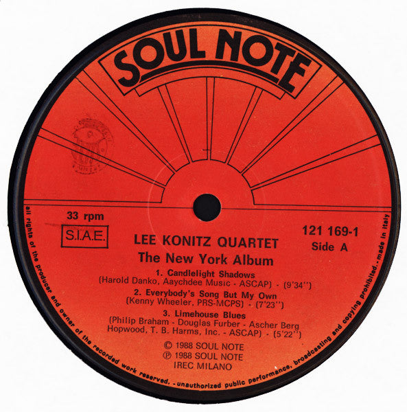 Lee Konitz Quartet* : The New York Album (LP, Album)