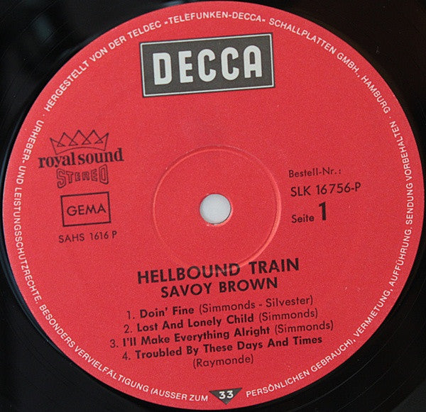 Savoy Brown : Hellbound Train (LP, Album, Gat)