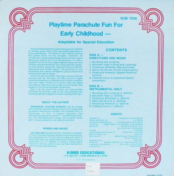 Georgiana Liccione Stewart* : Playtime Parachute Fun For Early Childhood (LP, Album)