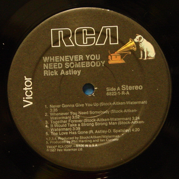 Rick Astley : Whenever You Need Somebody (LP, Album, Hau)