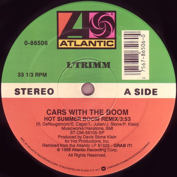 L'Trimm : Cars With The Boom (12")