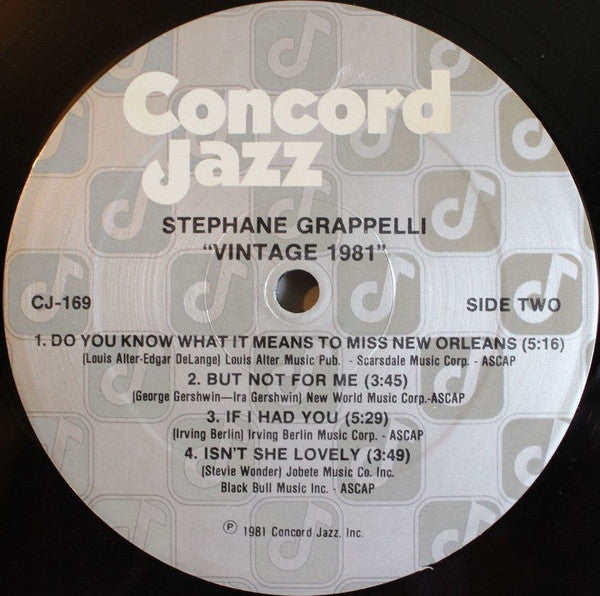 Stephane Grappelli* : Vintage 1981 (LP, Album)