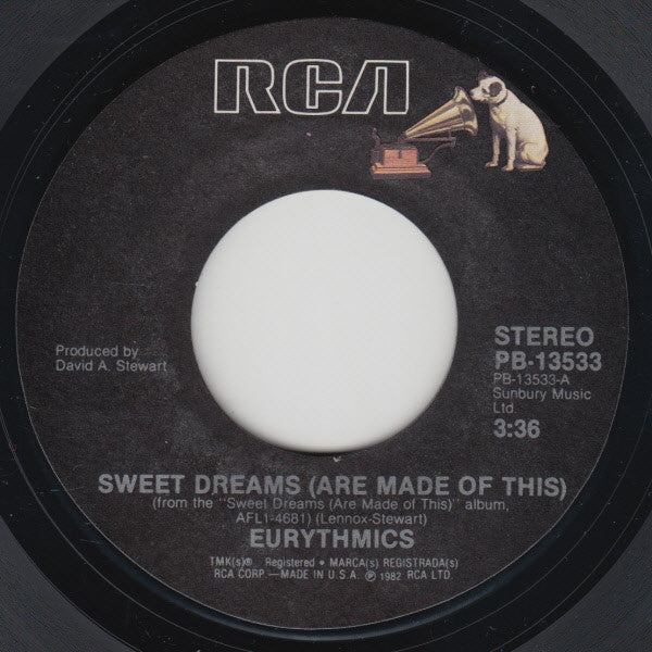 Eurythmics : Sweet Dreams (Are Made Of This) (7", Single, Styrene, Ind)