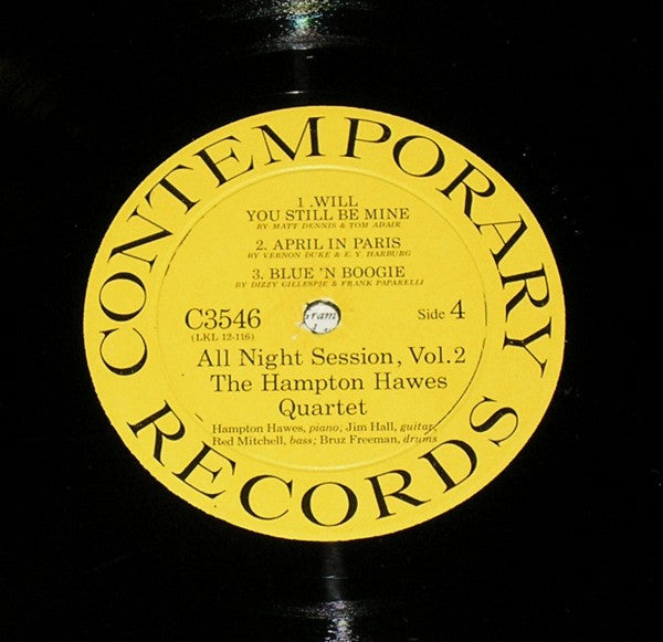 The Hampton Hawes Quartet* : All Night Session! Vol. 2 (LP, Album, Mono)