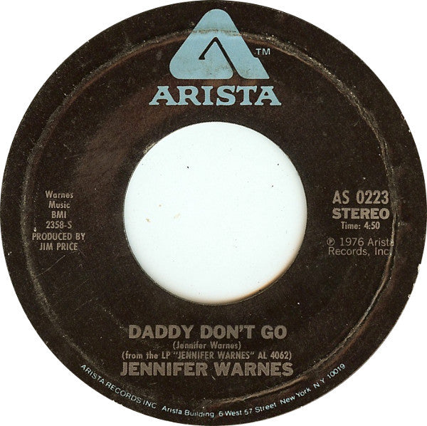 Jennifer Warnes : Right Time Of The Night / Daddy Don't Go (7", Pit)