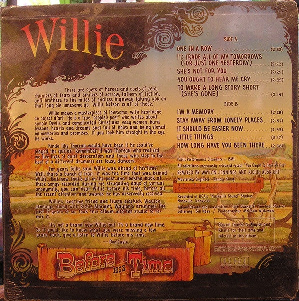 Willie Nelson : Willie - Before His Time (LP, Album, Comp)