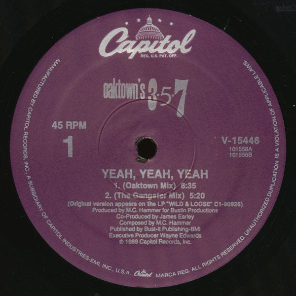 Oaktown's 3-5-7 : Yeah, Yeah, Yeah (12", Single)