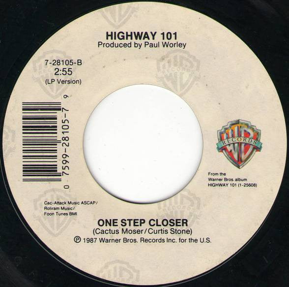 Highway 101 : Cry, Cry, Cry / One Step Closer (7", Single)