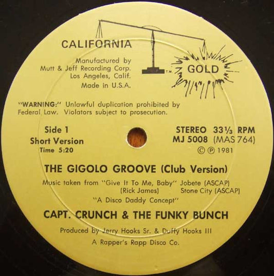 Capt. Crunch & The Funky Bunch : The Gigolo Groove (12")