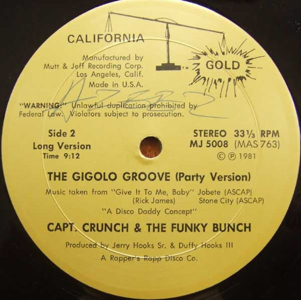 Capt. Crunch & The Funky Bunch : The Gigolo Groove (12")