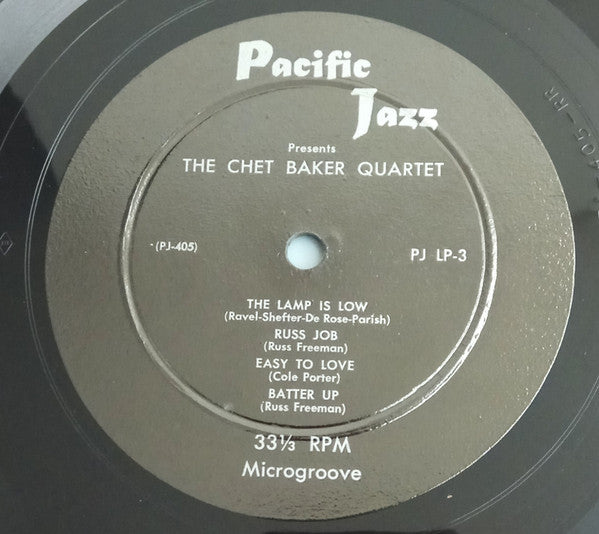 Chet Baker Quartet : Chet Baker Quartet (10", Album, Mono)