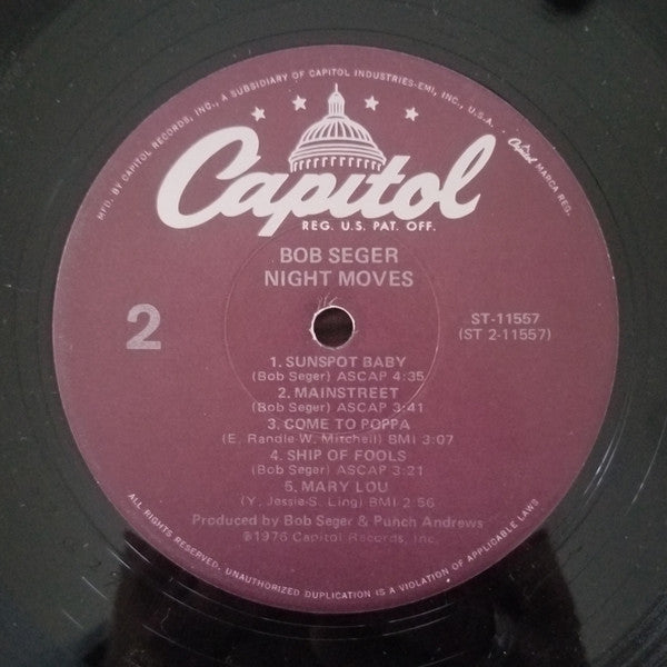 Bob Seger & The Silver Bullet Band* : Night Moves (LP, Album, RE, Jac)
