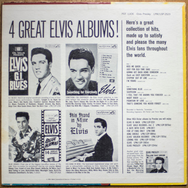 Elvis Presley : Pot Luck (LP, Album, Mono, Ind)