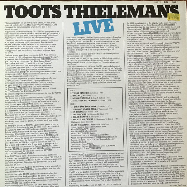 Toots Thielemans : Live (LP, Album)
