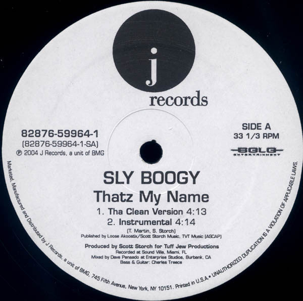 Sly Boogy : That'z My Name (12", Single)