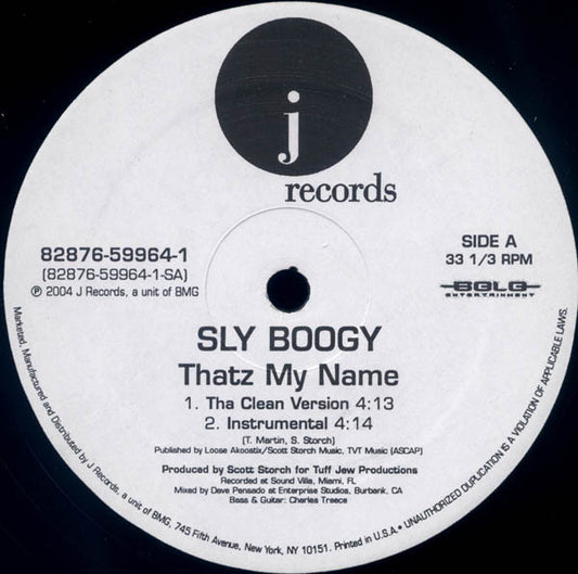 Sly Boogy : That'z My Name (12", Single)