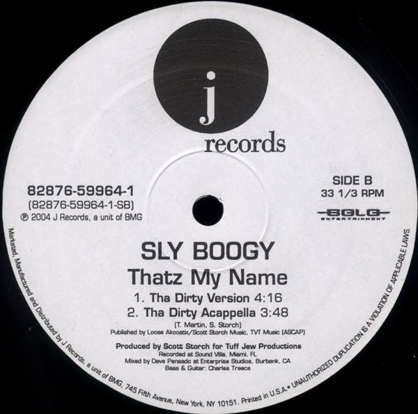 Sly Boogy : That'z My Name (12", Single)