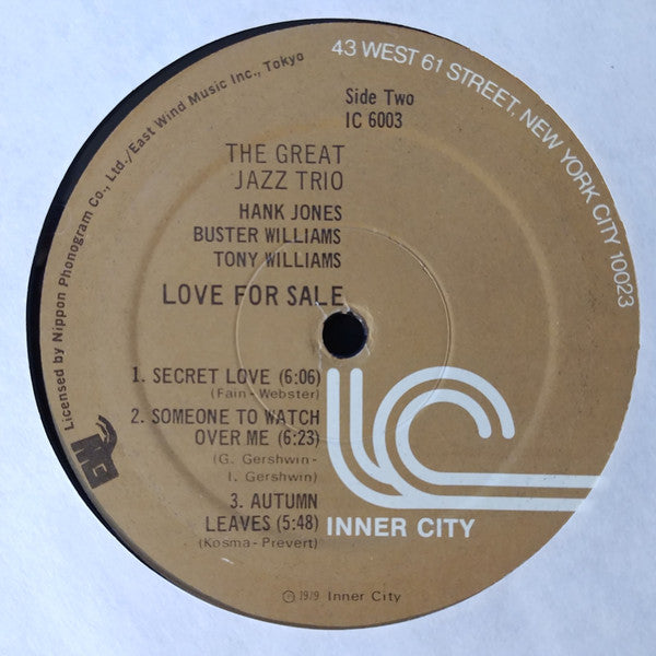 The Great Jazz Trio : Love For Sale (LP, Album, RE)