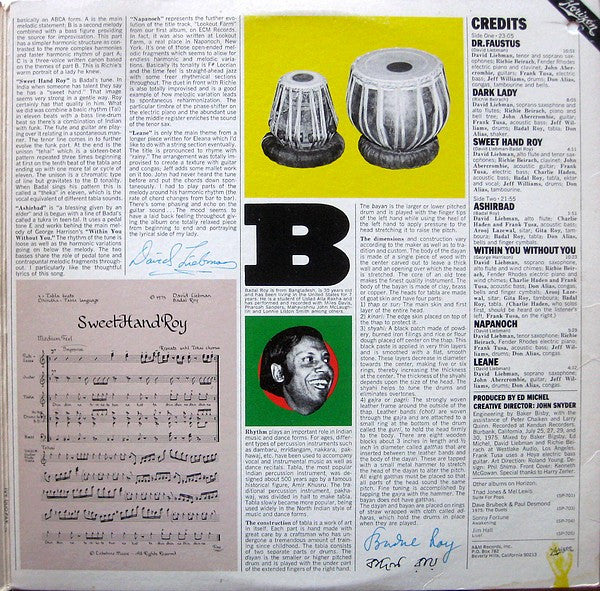 David Liebman : Sweet Hands (LP, Album, Promo)