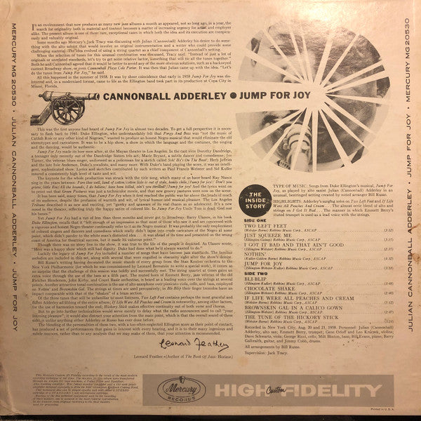 Cannonball Adderley : Jump For Joy (LP, Album, Mono)