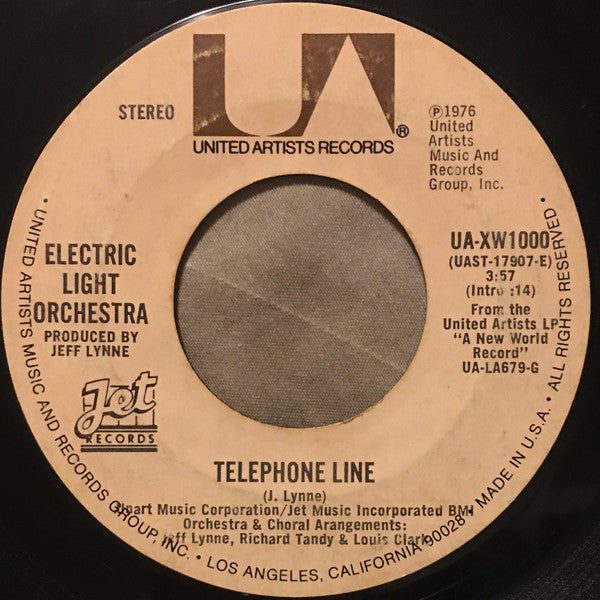 Electric Light Orchestra : Telephone Line (7", Single, Styrene, Ter)