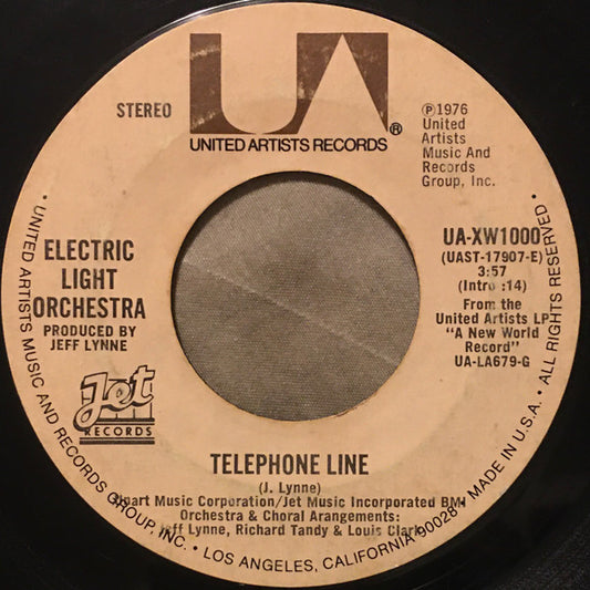 Electric Light Orchestra : Telephone Line (7", Single, Styrene, Ter)