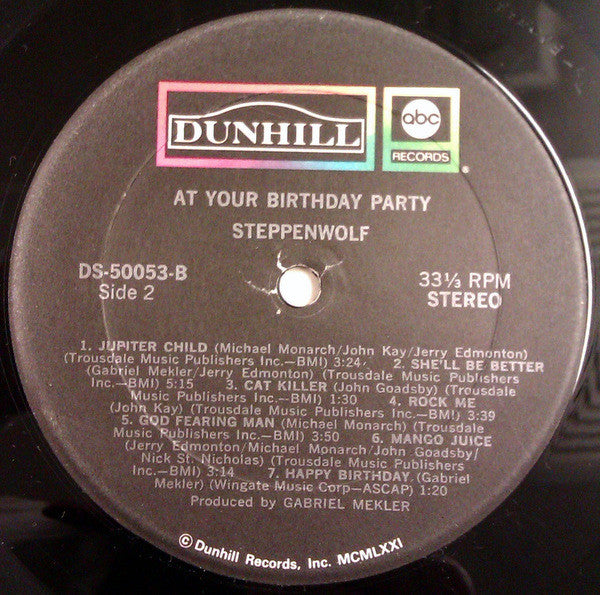 Steppenwolf : At Your Birthday Party (LP, Album, Gat)