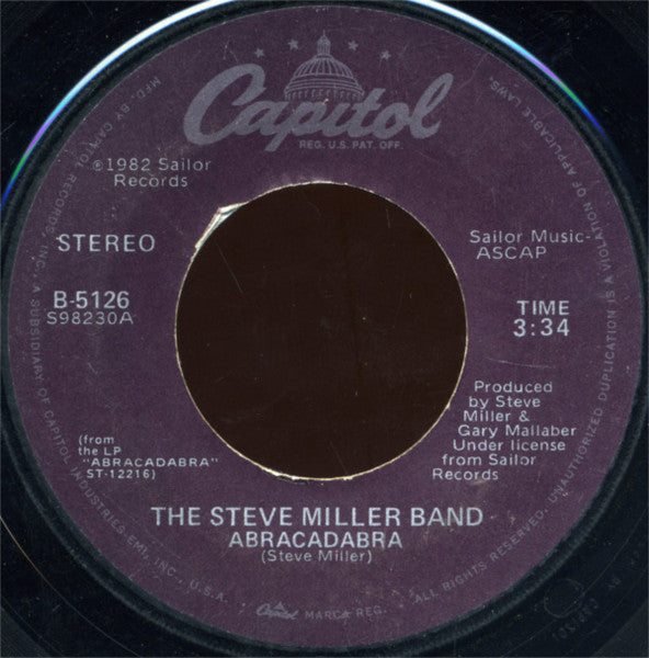 The Steve Miller Band* : Abracadabra / Baby Wanna Dance (7", Single, Los)