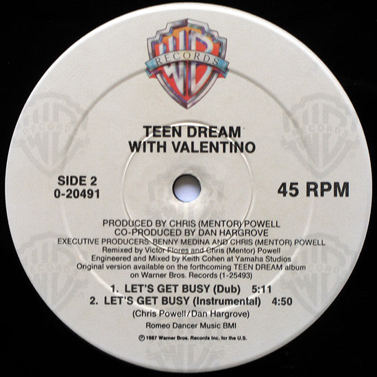 Teen Dream With Valentino* : Let's Get Busy (12", Maxi)