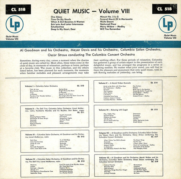 Various : Quiet Music, Volume 8: Easy Listening For Your Relaxation (LP, Comp, RP)