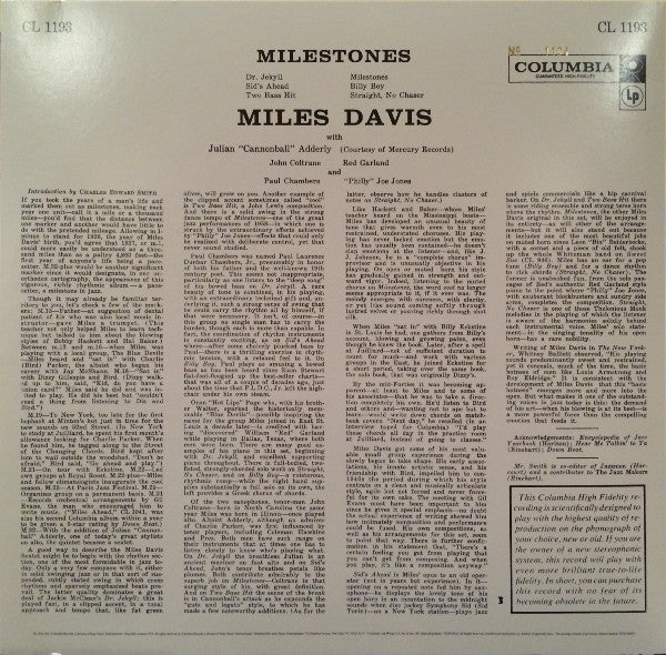 Miles Davis : Milestones (LP, Album, RSD, Mono, Ltd, Num, RE, 180)