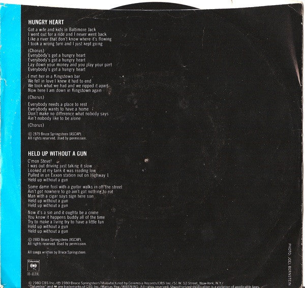 Bruce Springsteen : Hungry Heart  (7", Single, Styrene, San)