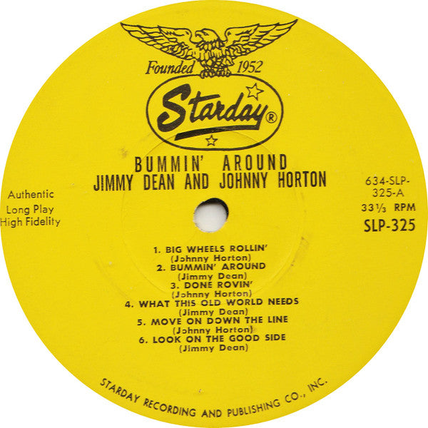 Jimmy Dean / Johnny Horton : Bummin' Around (LP, Comp, Mono)