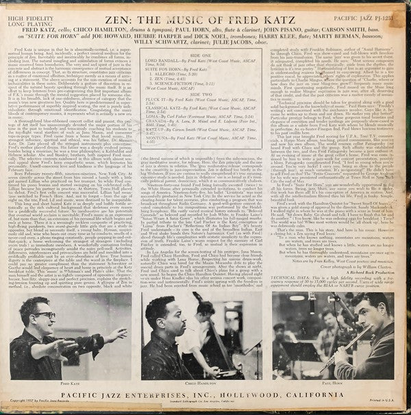 Fred Katz With Paul Horn And The Chico Hamilton Quintet : Zen: The Music Of Fred Katz (LP, Album)
