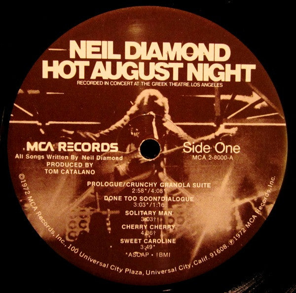 Neil Diamond : Hot August Night (2xLP, Album, Club)