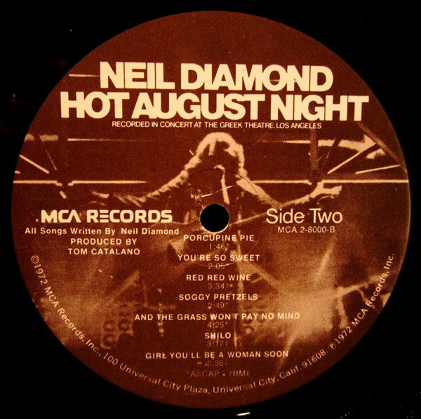 Neil Diamond : Hot August Night (2xLP, Album, Club)