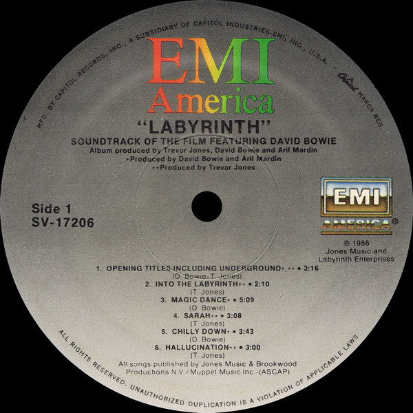 David Bowie, Trevor Jones : Labyrinth (From The Original Soundtrack Of The Jim Henson Film) (LP, Album)