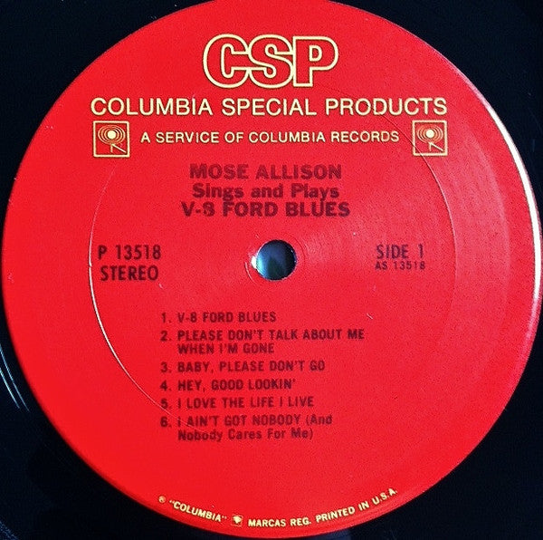 Mose Allison : Sings And Plays V-8 Ford Blues (LP, Album, RE)